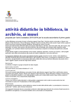 Proposte per la scuola secondaria di 1&deg; grado