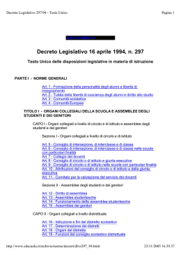 Decreto Legislativo 16 aprile 1994, n. 297 Testo Unico delle