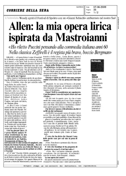 Corriere della Sera - Allen la mia opera lirica ispirata da Mastroianni