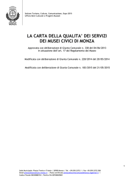 Carta Servizi dei Musei Civici di Monza