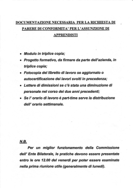 Documentazione necessaria