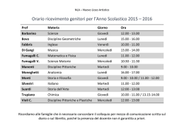 Orario ricevimento genitori per l`Anno Scolastico 2015