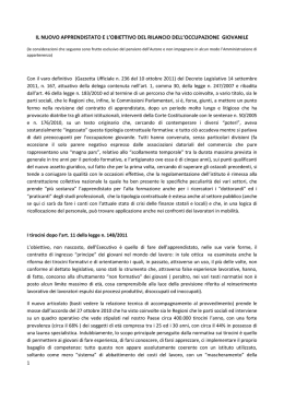 Il nuovo apprendistato e l`obiettivo del rilancio dell`occupazione