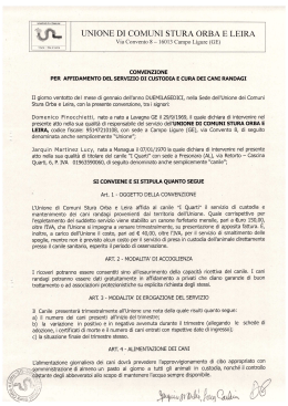 Convenzione con il canile I Quarti per servizio di custodia e cura dei