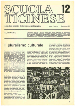 Il pluralismo culturale - Repubblica e Cantone Ticino