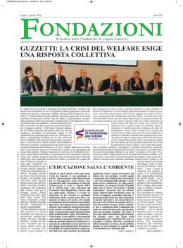 da &ldquo;Fondazioni&rdquo; luglio-agosto 2014