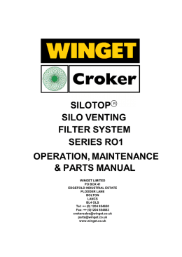 silotop silo venting operation, filter system & parts manual