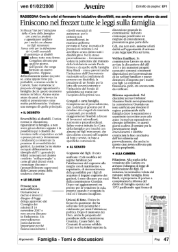 Finiscono nel freezer tutte le leggi sulla famiglia