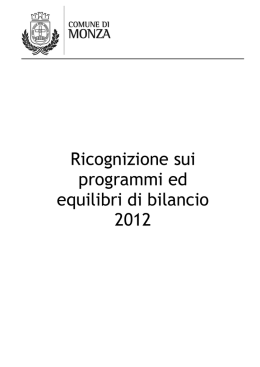 Ricognizione sui programmi ed equilibri di bilancio 2012