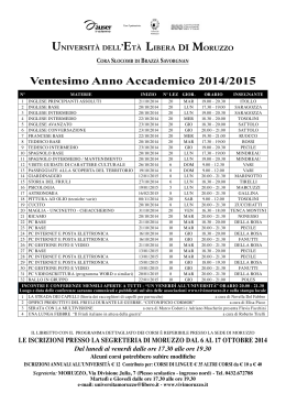 Ventesimo Anno Accademico 2014/2015