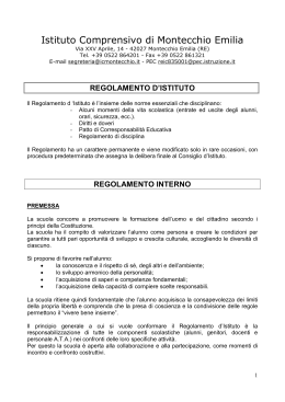 Regolamento di Istituto - Istituto Comprensivo Montecchio