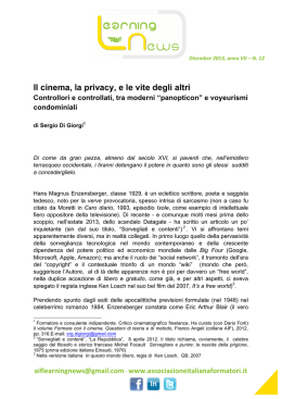 Il cinema, la privacy, e le vite degli altri