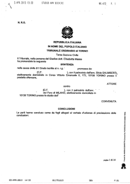 Sentenza del 13 marzo 2013 - Movimento Consumatori Piemonte