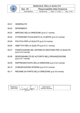 MANUALE DELLA QUALITA` Sez. 05 Responsabilità della Direzione