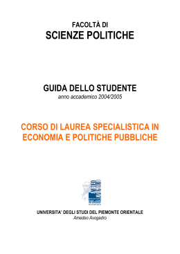 Corso di Laurea Specialistica in Economia e Politiche Pubbliche