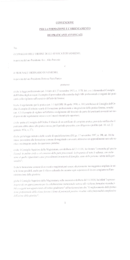 convenzione per la formazione el`orieni`amento dei pratican`i`i
