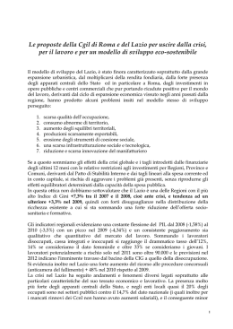 Le proposte della Cgil di Roma e del Lazio per uscire dalla crisi, per