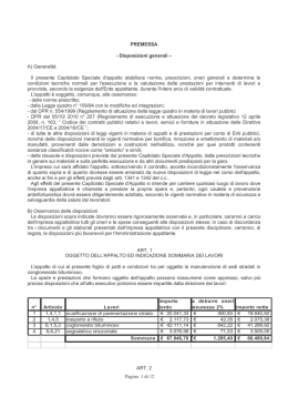 Foglio patti e Condizioni via Cappuccini e Casale dei Greci