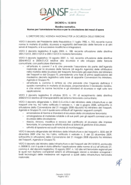 Decreto ANSF n. 15/2010 - Agenzia Nazionale per la Sicurezza