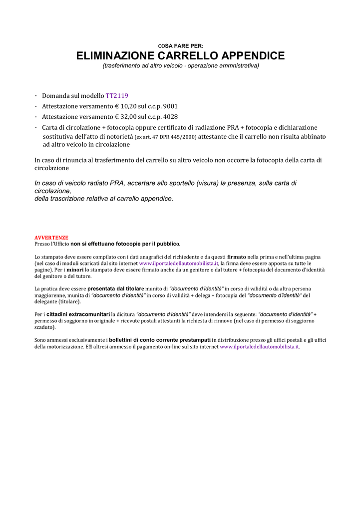 scaricare modulo tt2119