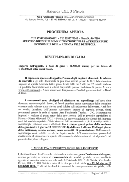 Disciplinare di gara - Azienda USL 3 Pistoia