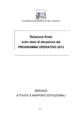 Relazione finale sull`attuazione del programma operativo del