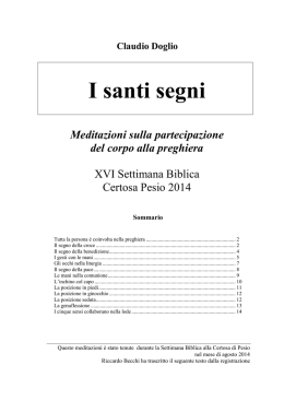 I santi segni-Settimana Biblica Certosa 2015