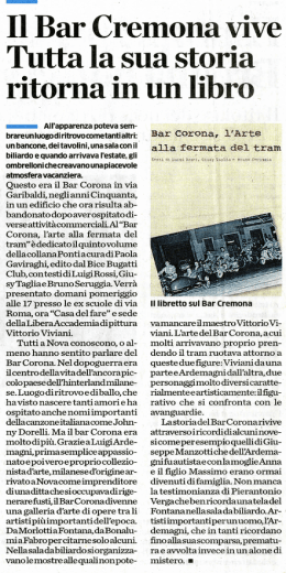Il Bar Cremona vive. Tutta la sua storia in un libro
