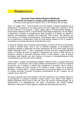 Accordo Poste Italiane-Regione Basilicata per servizi innovativi in