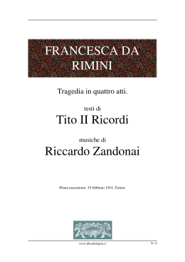Francesca da Rimini - Libretti d`opera italiani