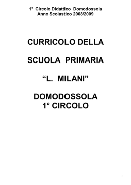 curricolo della scuola primaria &ldquo;l. milani&rdquo; domodossola 1&deg; circolo