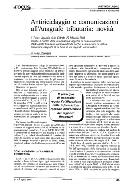 Antiriciclaggio e comunicazioni