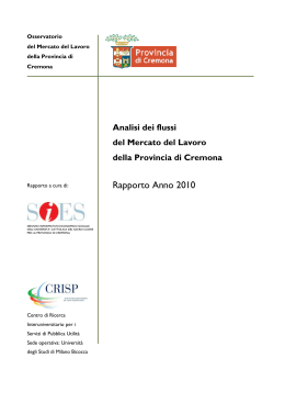 Rapporto Anno 2010 - Provincia di Cremona