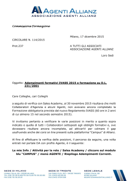 Commissione Formazione Milano, 17 dicembre 2015 CIRCOLARE