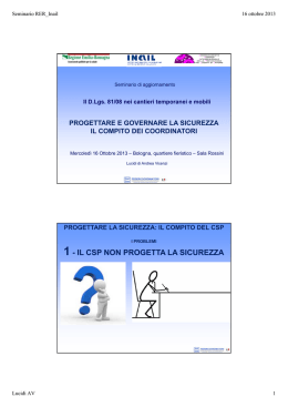 Progettare e governare la sicurezza