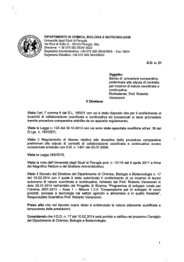 Scarica il bando - Chimica - Universit&agrave; degli Studi di Perugia