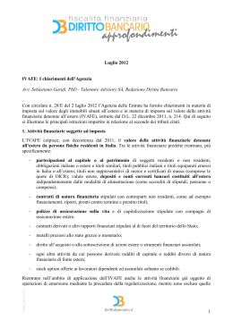 Garufi S., IVAFE: I chiarimenti dell`Agenzia, 2012
