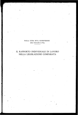 il rapporto individuale di lavoro nella legislazione comparata