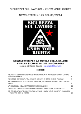 sicurezza sul lavoro! - know your rights newsletter n
