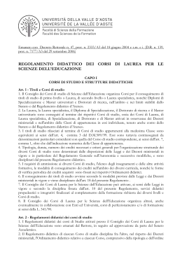 Regolamento didattico - Università della Valle d`Aosta