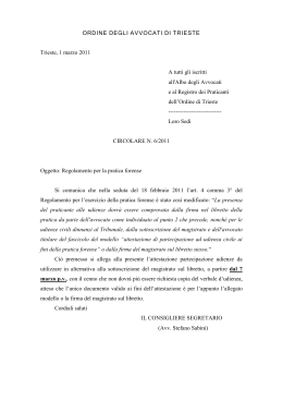 Circolare n. 6 dd. 01.03.2011 - Ordine degli Avvocati di Trieste