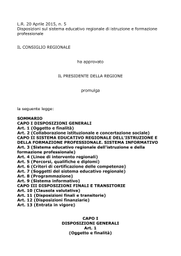 LR 20 Aprile 2015, n. 5 Disposizioni sul sistema