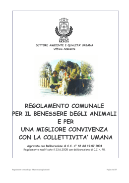 Regolamento per il benessere degli animali