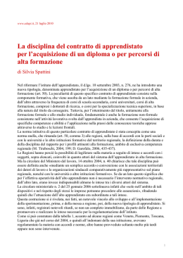 La disciplina del contratto di apprendistato per l`acquisizione