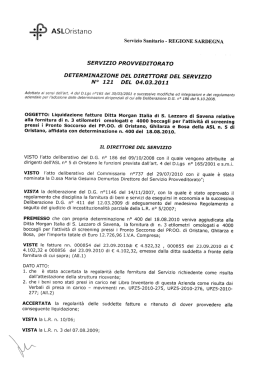 Determinazione Dir Serv Provveditorato n° 121 del 4