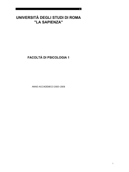 Corsi di Laurea Specialistica - Facoltà di Psicologia