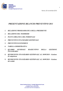 Relazione Preventivo - Consiglio Regionale Ordine Assistenti