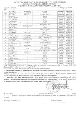 ORARIO DI RICEVIMENTO DEI DOCENTI as 2014-2015
