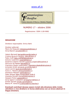 Numero 17 - ottobre 2006 - Società Filosofica Italiana