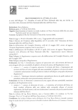 ENTE PARCC) NAZIONALI“. DELLA SILA